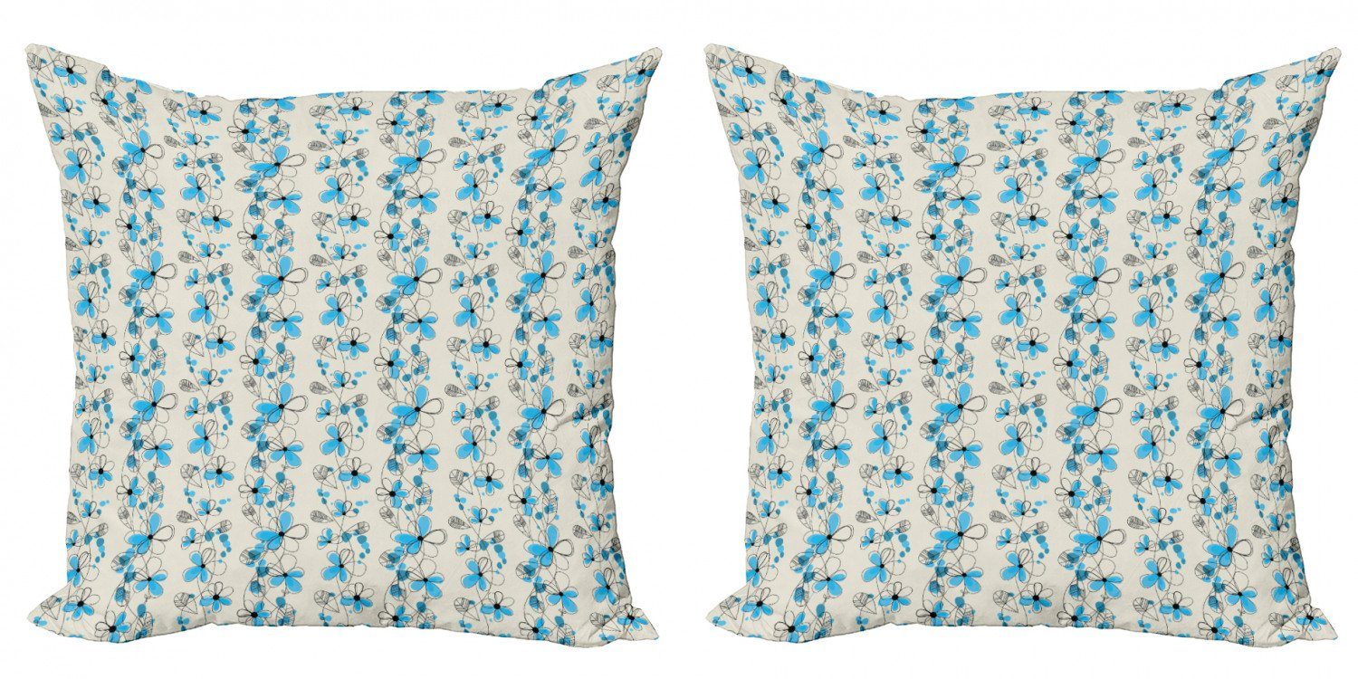 Kissenbezüge Modern Accent Doppelseitiger Digitaldruck, Abakuhaus (2 Stück), Grau und Blau Childish Gänseblümchen
