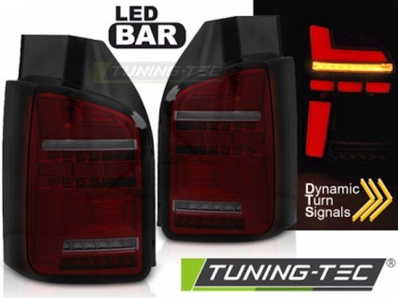 LLCTOOLS KFZ-Ersatzleuchte LED Rückleuchten Passend für Volkswagen T6.1 20–24 Rot Smoke