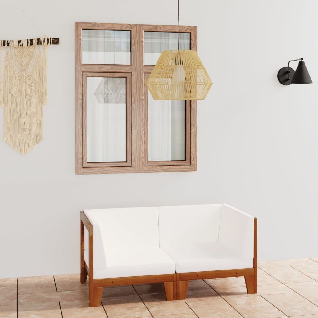 vidaXL Gartenlounge-Set 2-Sitzer-Sofa mit Cremeweißen Kissen Massivholz, (1-tlg)