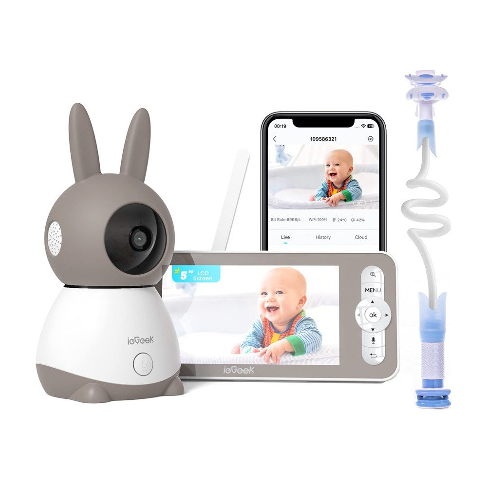 Video-Babyphone Babyphone mit Kamera 2K/3MP, 5 Zoll WLAN Video babyfone mit Halterung