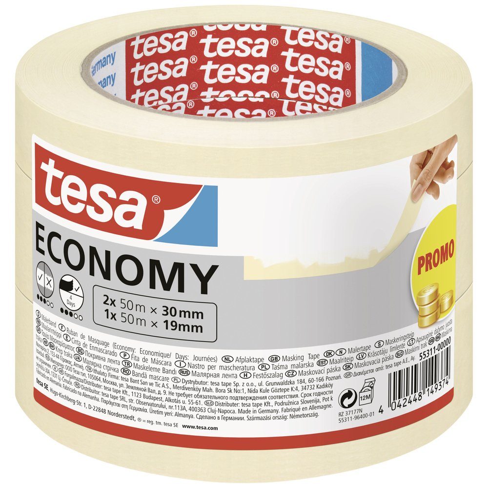 tesa Klebeband tesa Economy 55311-00000-02 Malerabdeckband Weiß 1 Set (Economy)