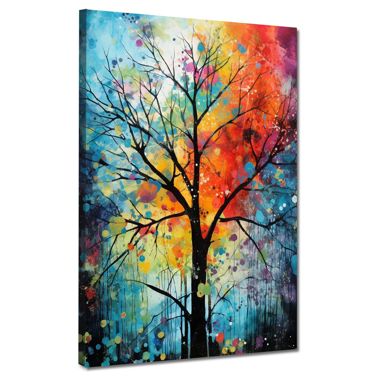 Artedinoi Leinwandbild Abstrakt kahler Baum Paint Style Leinwandbild Wandbild Kunstdruck XL W, Kahler Baum, gemalt