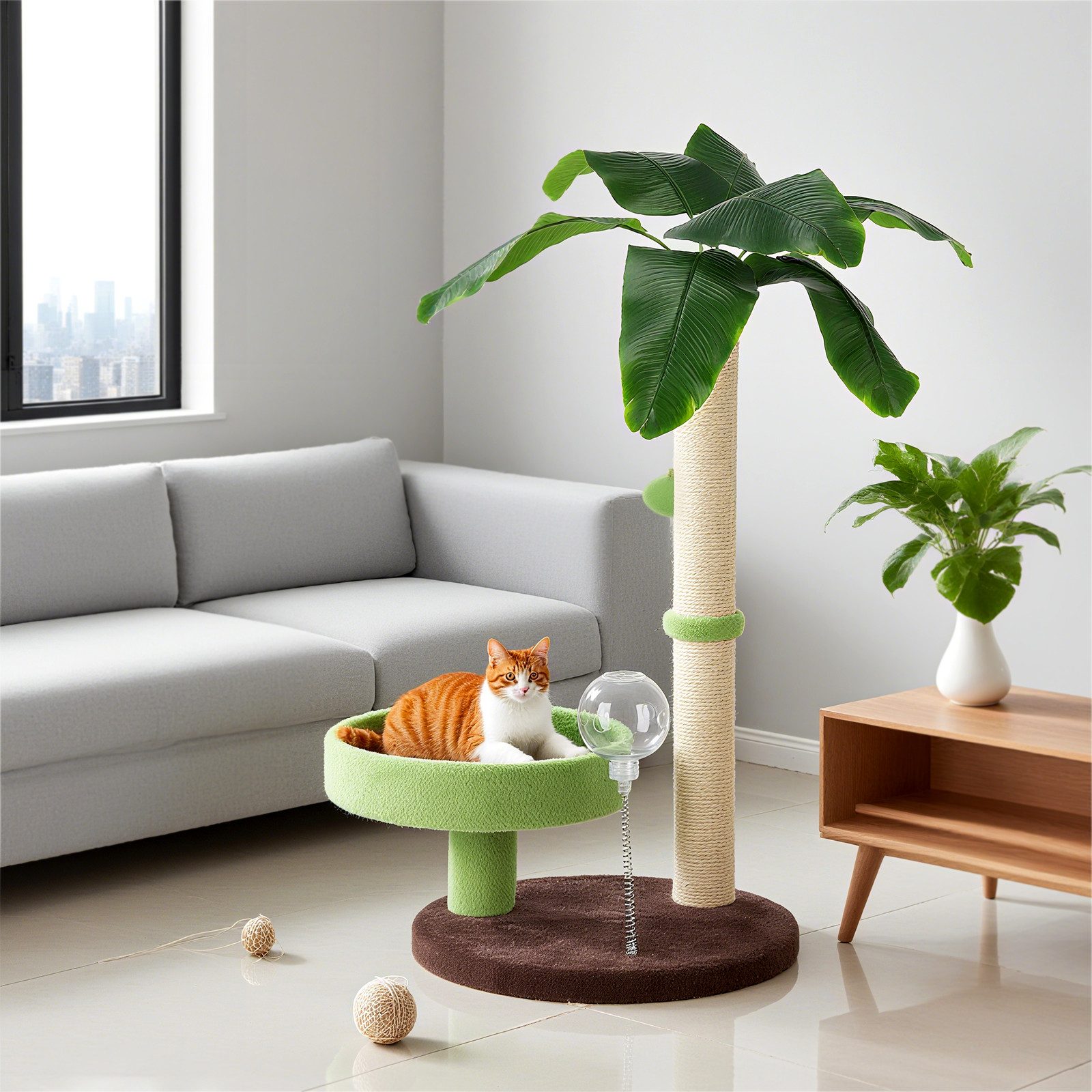 oyajia Kratzbaum Palme 70cm Höhe mit Liegefläche & Sisal Kratzsäule zum Kratzen Spielen