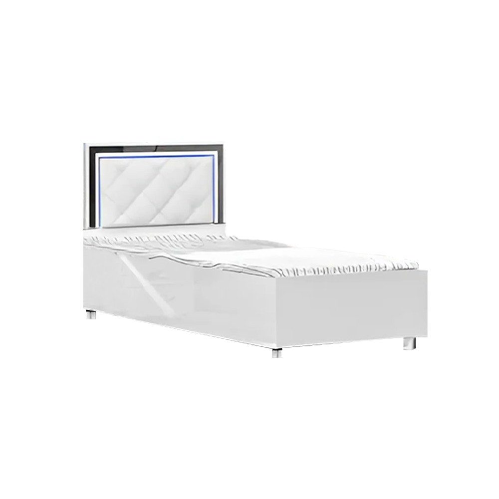 Xlmoebel Kinderbett XLMOEBEL Jugendbett mit LED-Beleuchtung in Weiß, Holzfurnier (Jugendbett mit LED-Beleuchtung), Made in Europa