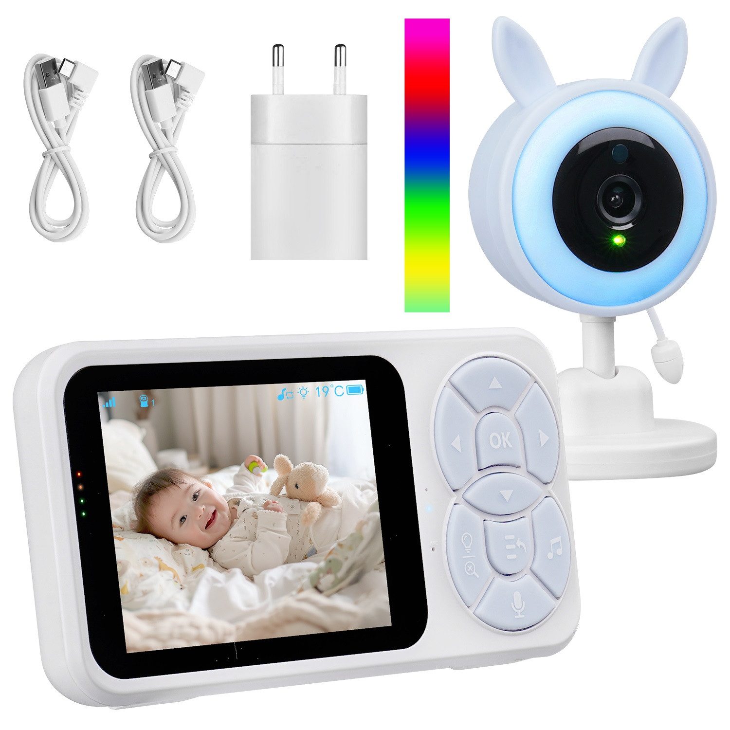 Babyphone Video-Babyphone mit Kamera & 3,5″ IPS-Display,RGB Nachtsicht