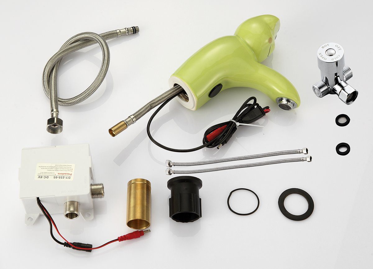 Sapho Waschtischarmatur Keramik Sensor-Standarmatur 6V DC (4xAA), Frosch, Grün Sapho-PS402G
