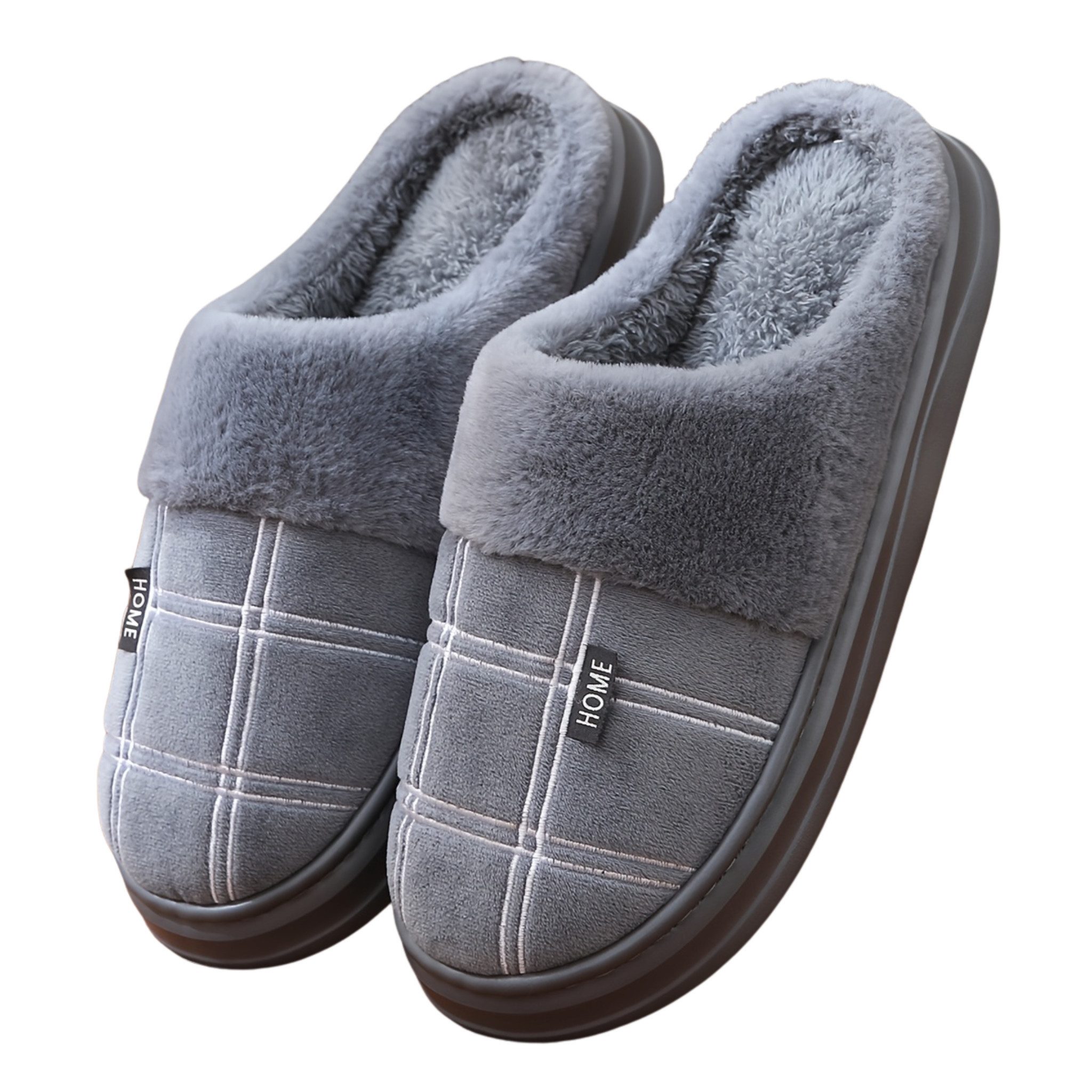 NEXORA Hausschuhe Damen Herren gefüttert rutschhemmend grau schwarz Hausschuh (Paar, Paar) Weich gefüttert, rutschhemmend, warm, bequem, kuschelig, Unisex