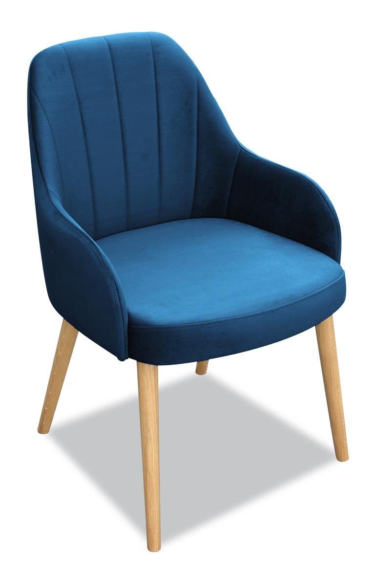 ausziehbare Lack, (kronos + mit 09) Marineblau Set 4x modernes 160 Stühle mit Tischplatte Velourstoff cm), gepolsterte Beautysofa mit (Eichenfurnier 210 Sitzgruppe KLARA, -
