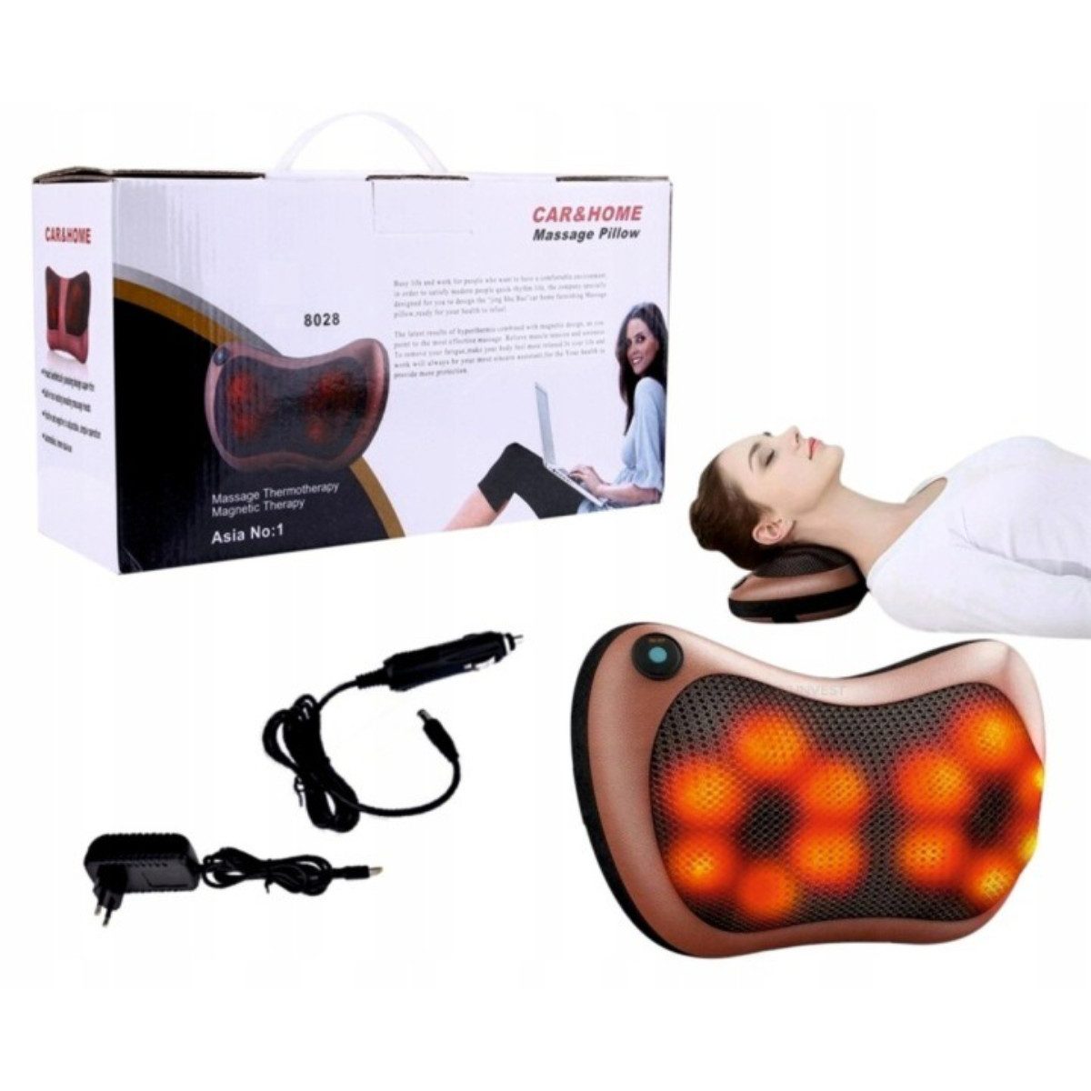 R2 Invest Massagekissen mit Wärmefunktion für Nacken Rücken Beine, 1-tlg.