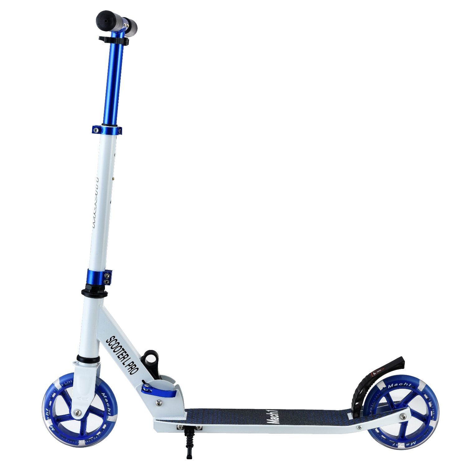 Cityroller ALU Kick Tretroller 145mm weiß-blau Kinderroller mit Mach1 Wheel/Rollen/Reifen Scooter LED klappbar - Leuchtrollen Roller Kickscooter City