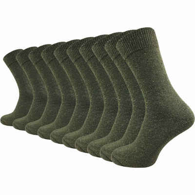 GAWILO Freizeitsocken für Herren, robuste Army Socken zum Wandern und Jagen aus Wolle (70) (10 Paar) mit dicker Frotteesohle