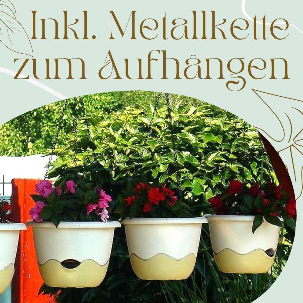 GarPet Blumentopf Blumentopf Hängeampel Blumenampel Kette 25 cm hell + dunkel anthrazit – Bild 5 von 5