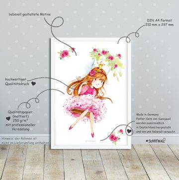 Sunnywall Poster Poster Kinderzimmer Prinzessin (3er Set), Prinzessin (Set, 3 St), Poster