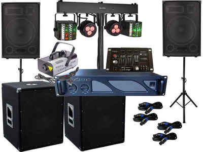 DSX DJ Set Verstärker Mixer Subwoofer Boxen Nebel LED Licht Anlage Party-Lautsprecher (980 W)