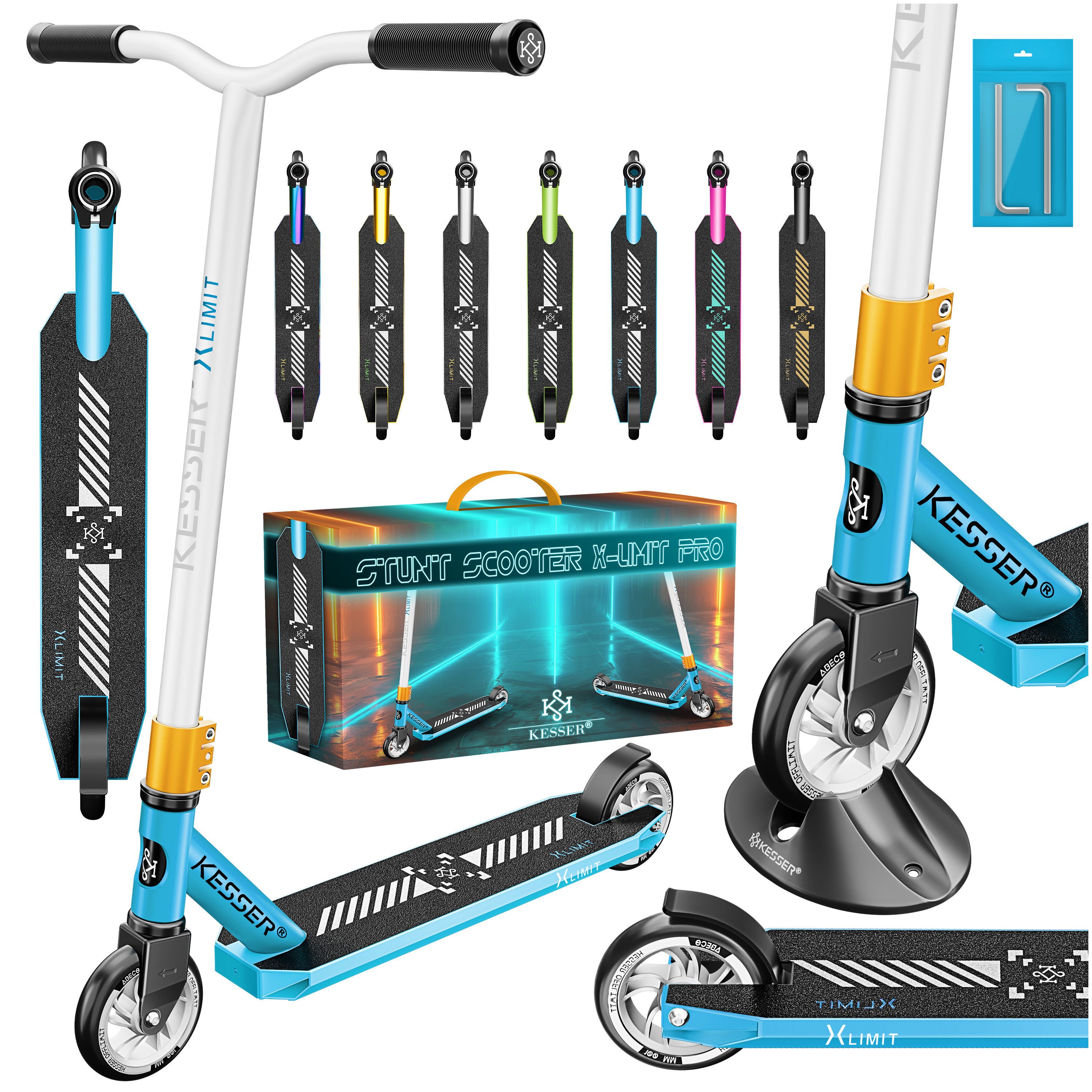 KESSER Scooter, Stunt Scooter X-Limit-Pro 360° Lenkung Funscooter Stuntscooter