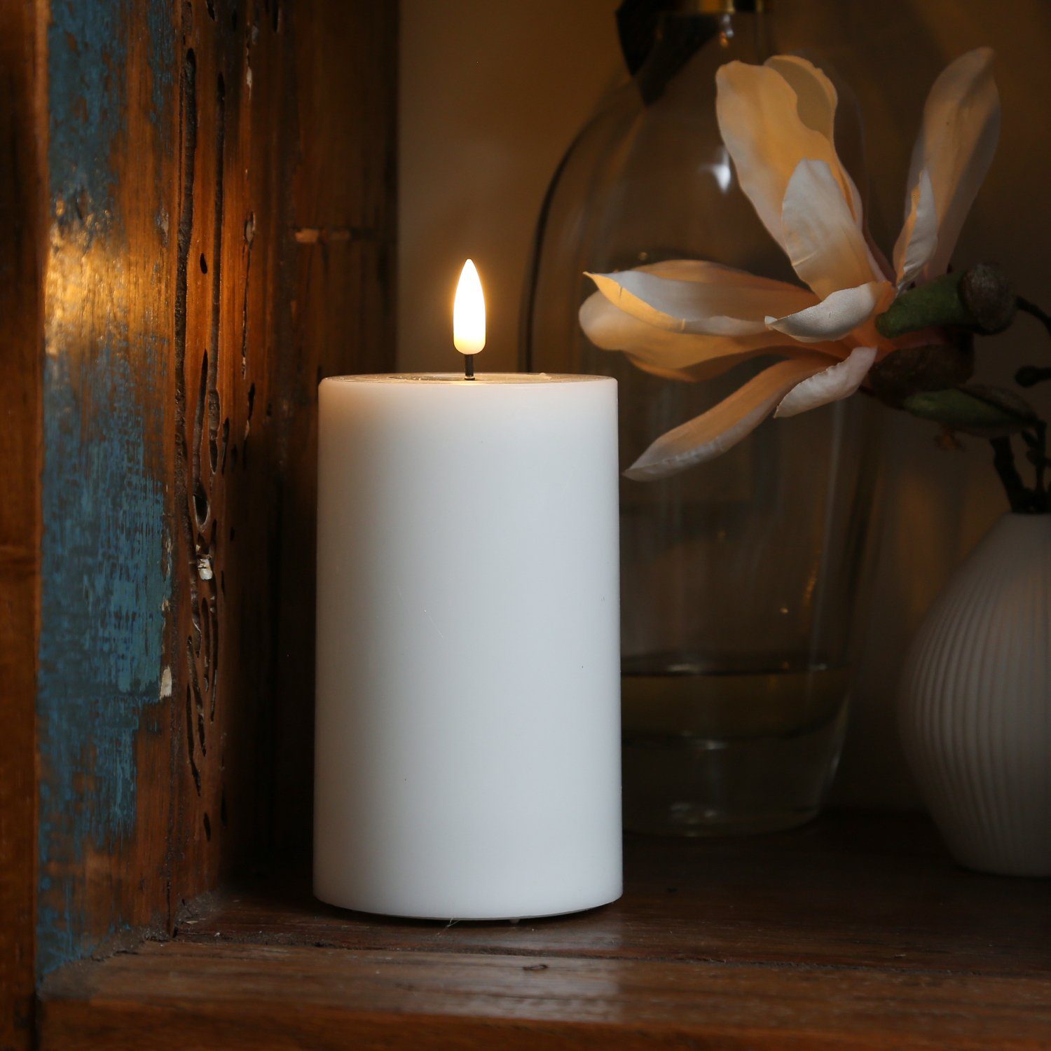 Deluxe Homeart LED-Kerze Mia Deluxe Echtwachs flackernd Wachsspiegel H: 12, günstig online kaufen