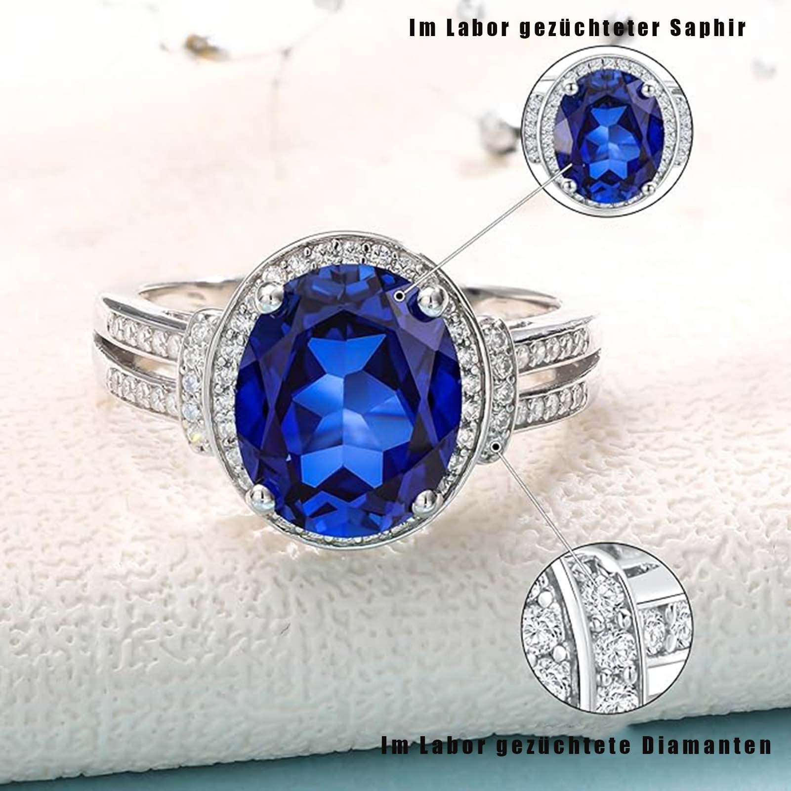 Jumpeak Diamantring 5,5ct Rubin/Saphir/Smaragd Ring,Diamantring 585 Gold, Verlobungsring, Diamond,Ring WeiBgold Damen,Ring mit Stein,Eheringe,Geschenk für Frau