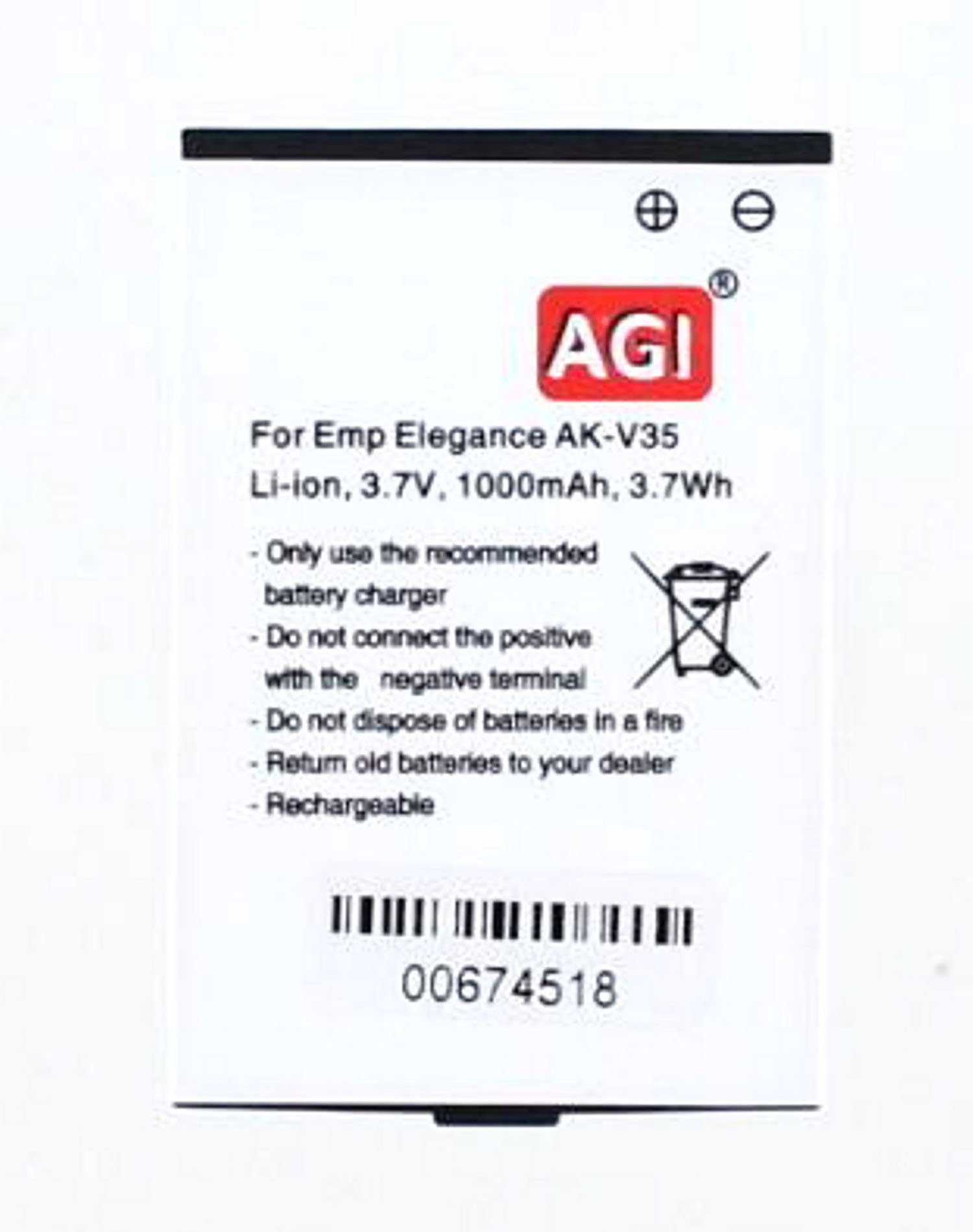 AGI Akku kompatibel mit Emporia AK-V35 Akku Akku
