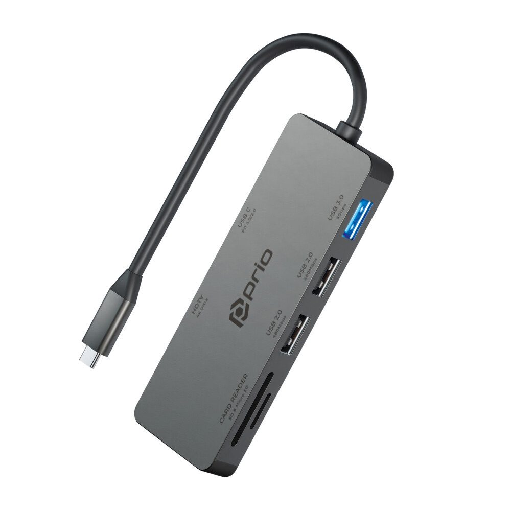 prio prio 7in1 Multiport USB C Adapter Smartphone-Ladegerät (Typ-C Adapter, 1-tlg)