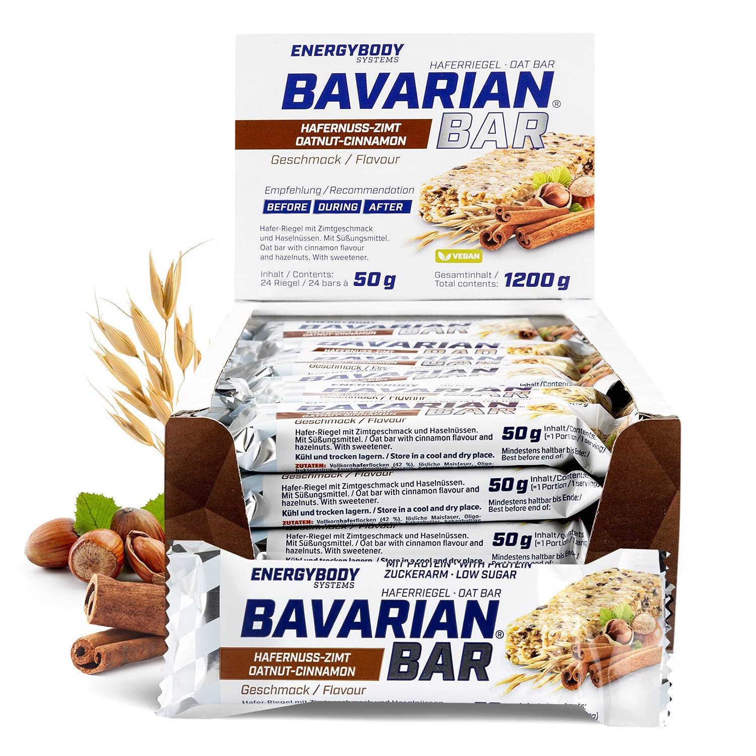 Energybody Systems Bavarian Bar Haferriegel Energieriegel Riegel, 24 er 24 St., klebt, schmilzt und bröselt nicht, 24 x 50 g