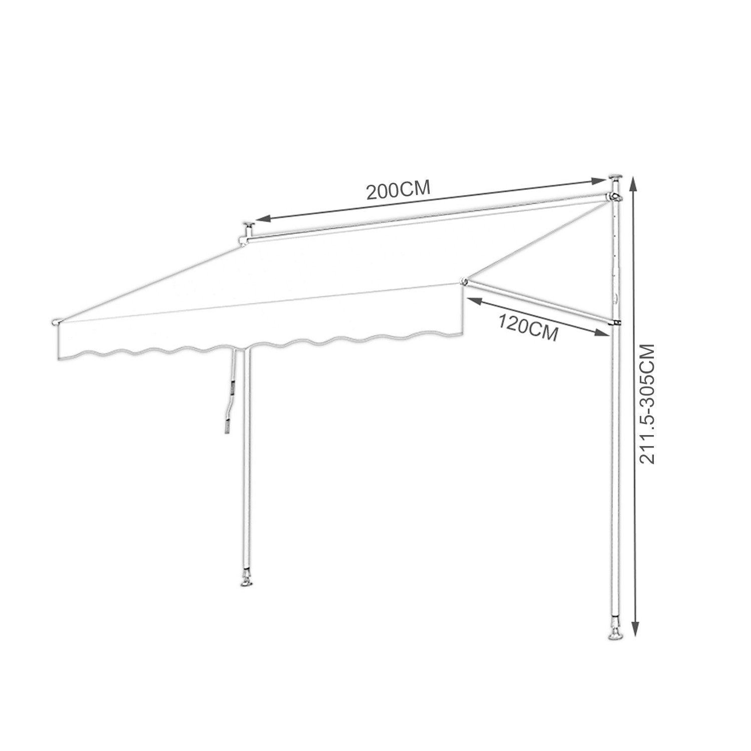 Clanmacy Klemmmarkise Klemmmarkise 200cm Balkonmarkise Markise günstig online kaufen