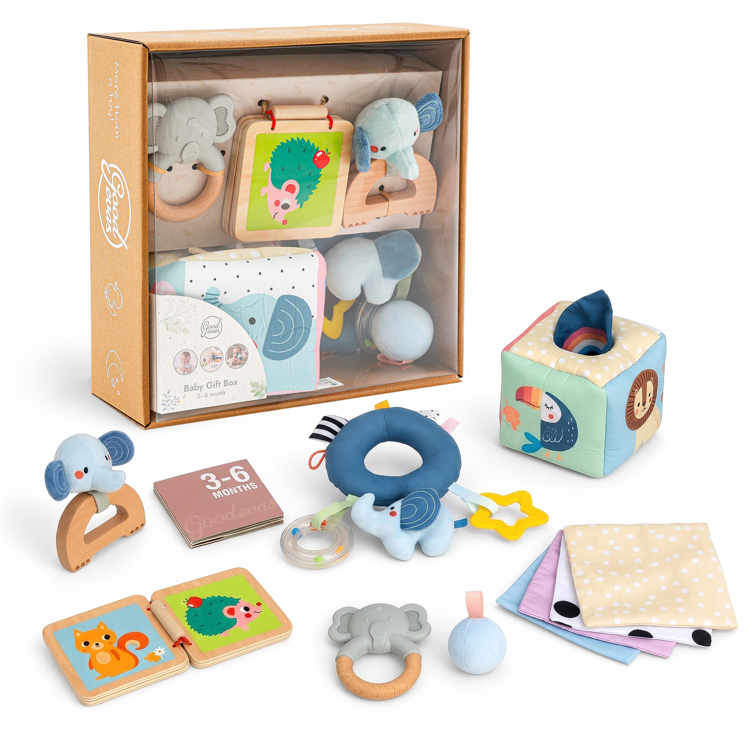 Goodevas Lernspielzeug Goodevas Baby Geschenkset (0-12 M) – Montessori Entwicklungsspielzeug