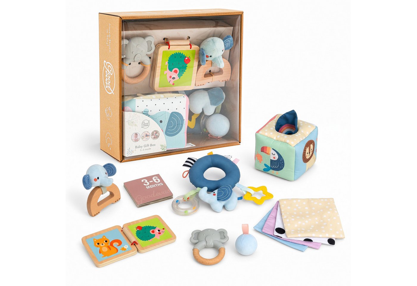 Goodevas Lernspielzeug Goodevas Baby Geschenkset (0-12 M) – Montessori Entwicklungsspielzeug