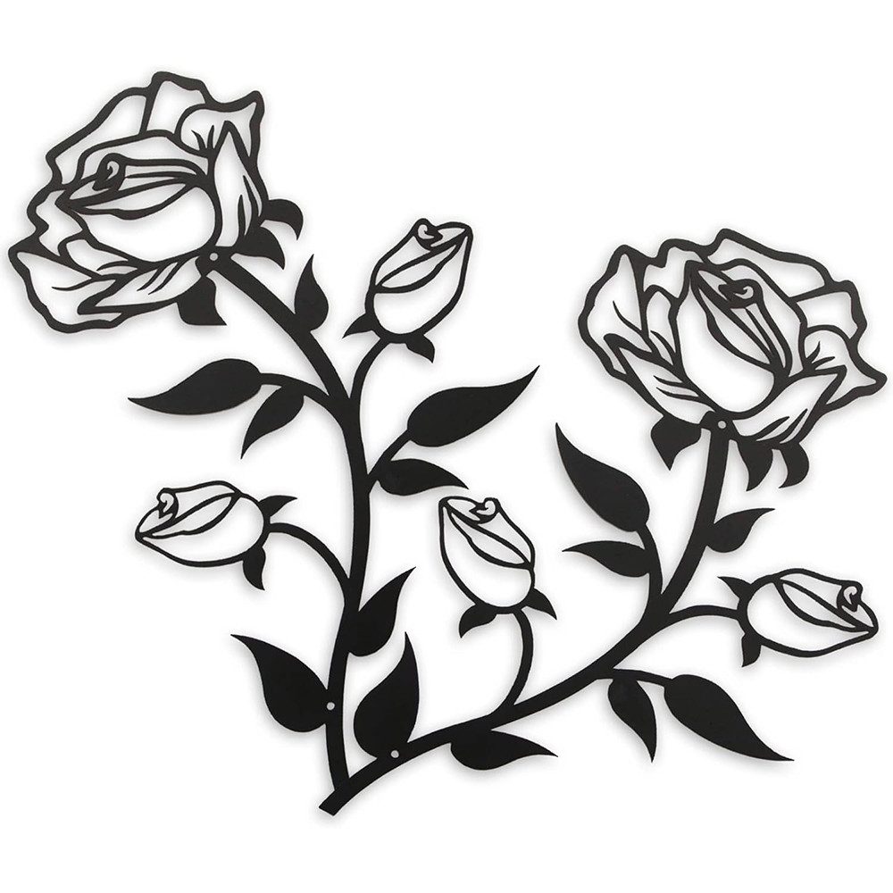 NUODWELL Wanddekoobjekt Rosen Blumen Wanddekoration, Schwarz günstig online kaufen