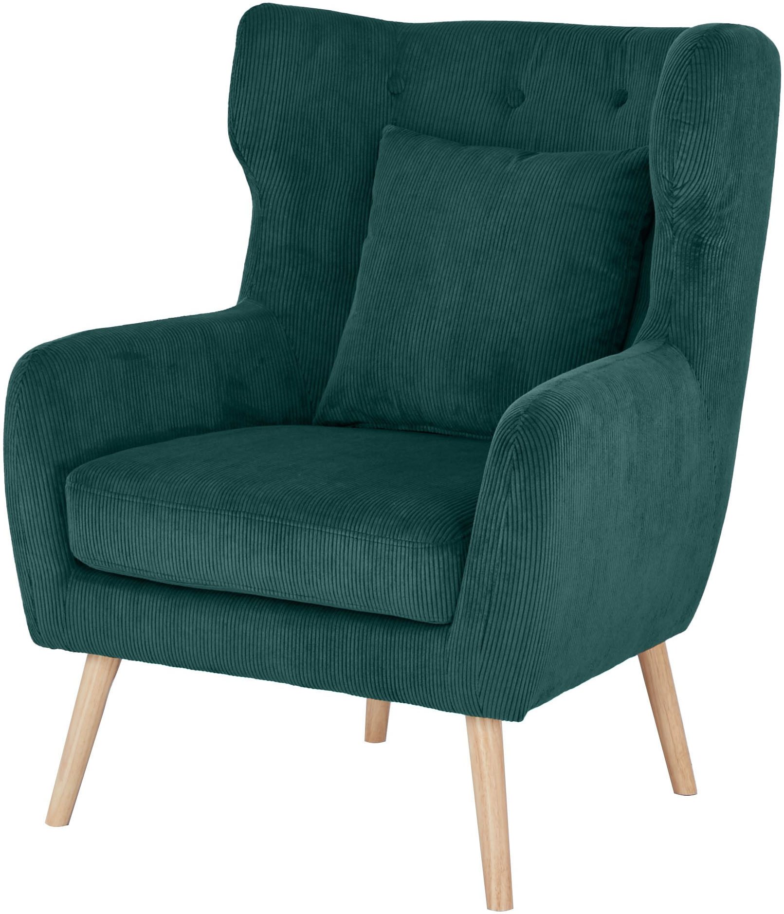Home affaire Ohrensessel Yamuna, mit Sitzpolsterung, Gestell und Füße aus Massivholz, Sitzhöhe 47 cm