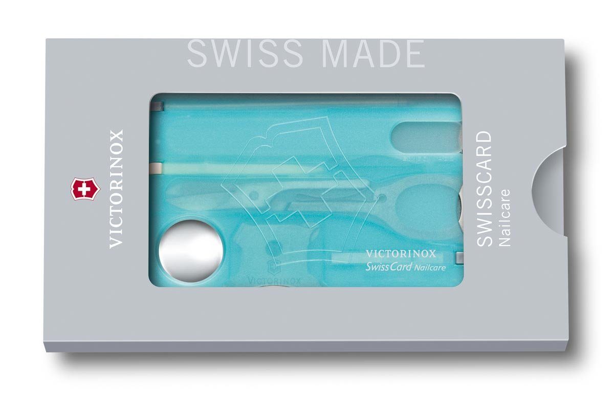 Victorinox Taschenmesser eisblau Nailcare, Swiss Card transluzent