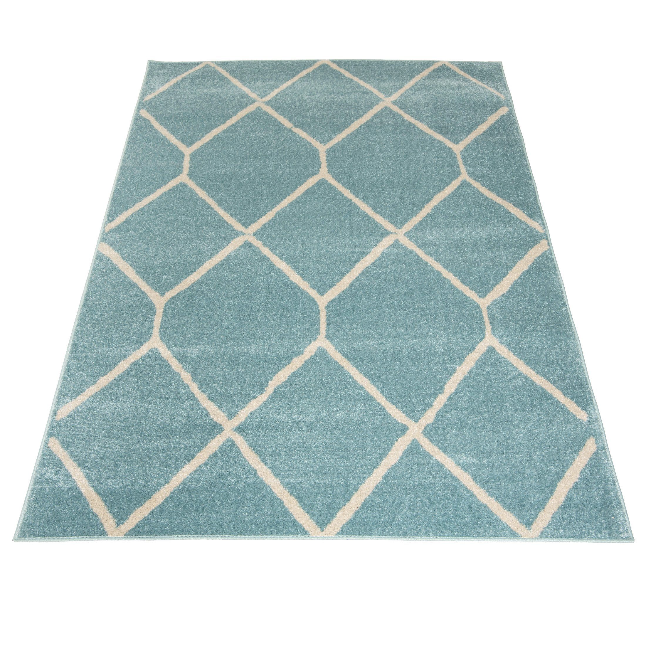 7 Höhe cm, Teppich Kurzflor Türkis Modern für Blau Kurzflor, - Mazovia, Geometrisch x Muster Designteppich 80 150 Geeignet mm, farbe Fußbodenheizung,