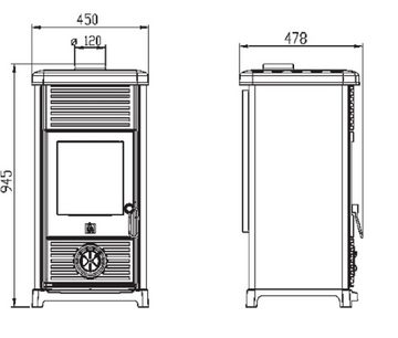 Plamen Kaminofen MaestralN-rot, 6,50 kW