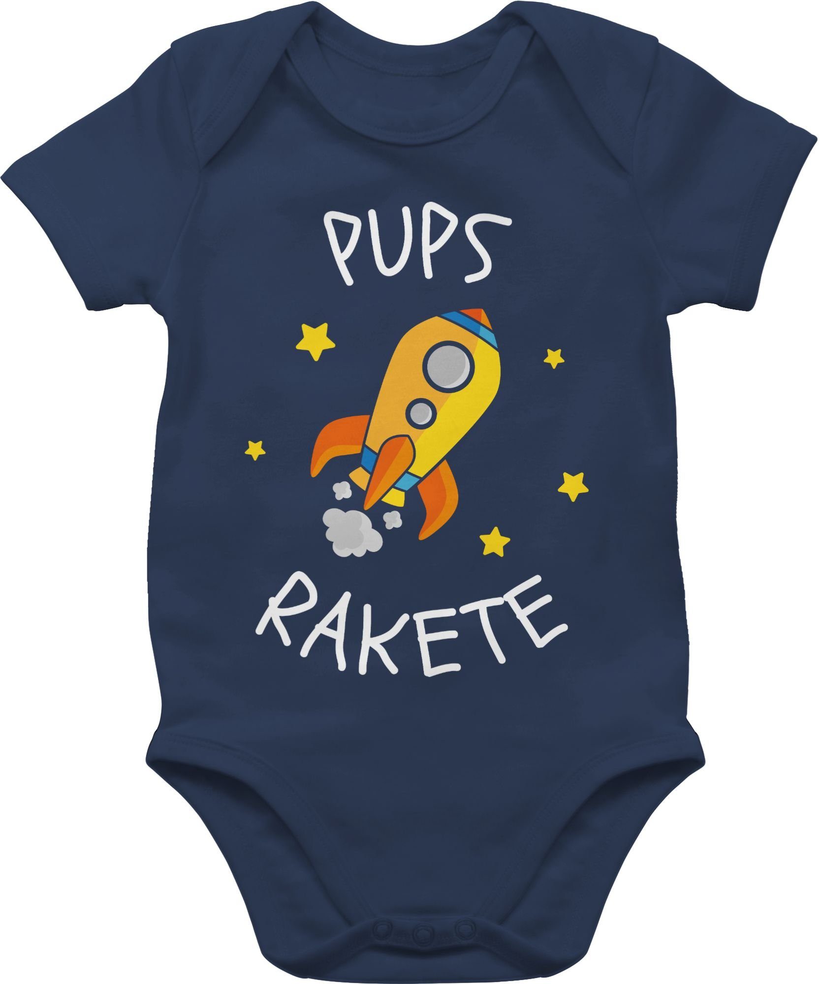 Shirtracer Shirtbody Pupsrakete weiß Sprüche Baby 1 Navy Blau