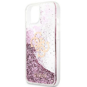 Guess Handyhülle Guess Liquid Glitter Silikon Case für Apple iPhone 13 Mini Flüssig Glitzer Transparent / Pink Hülle