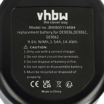 vhbw kompatibel mit Black & Decker HP231, HP131K-2, HP9060, HP 131K-2, Akku NiMH 1500 mAh (9,6 V)