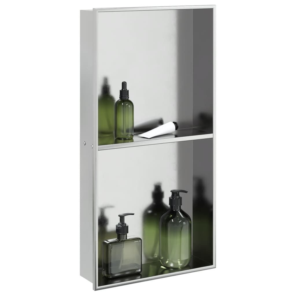 vidaXL Brauseschlauch Duschnische Silbern Gebürstet 32x62x9 cm Edelstahl