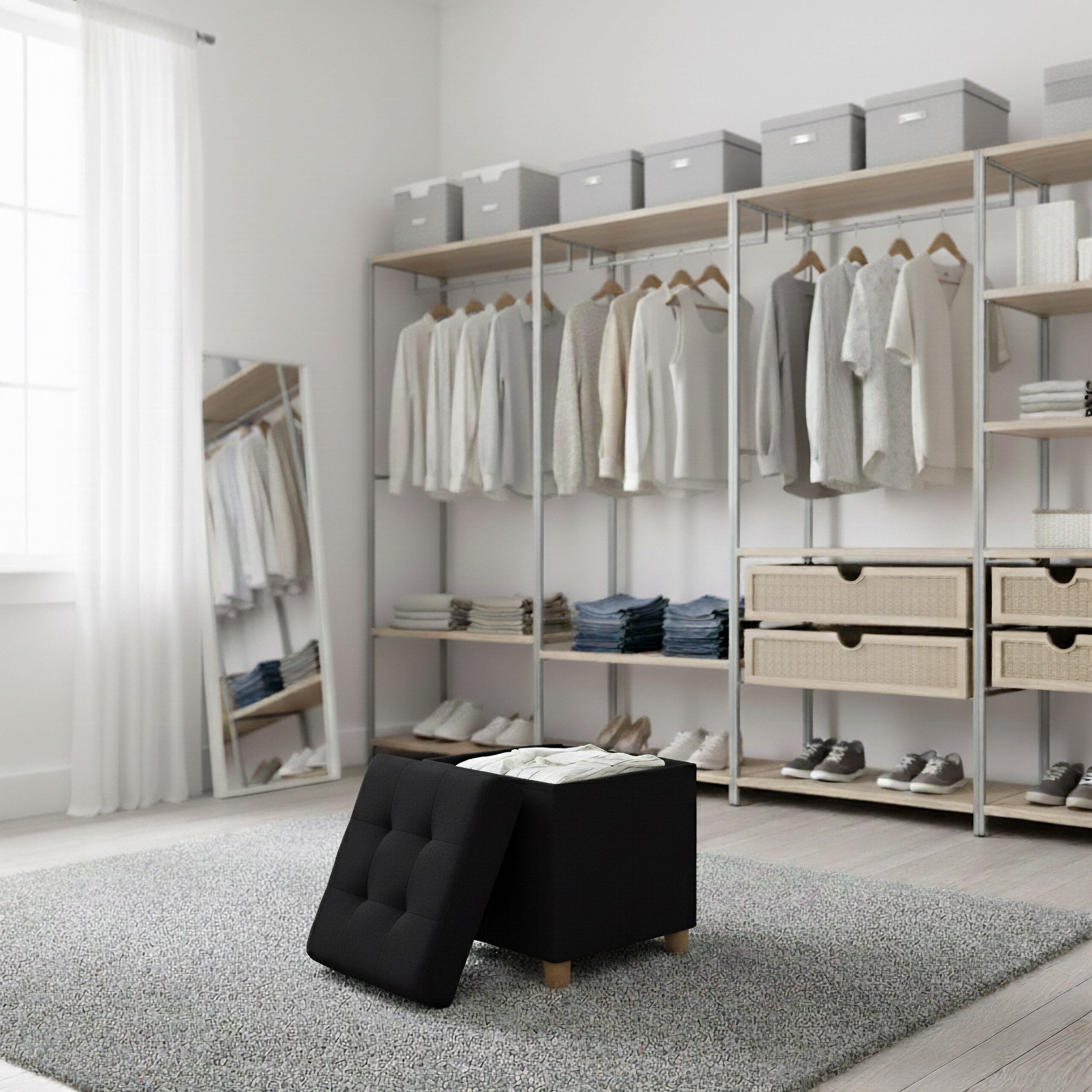 relaxdays Stauraumhocker Hocker mit Stauraum, schwarz