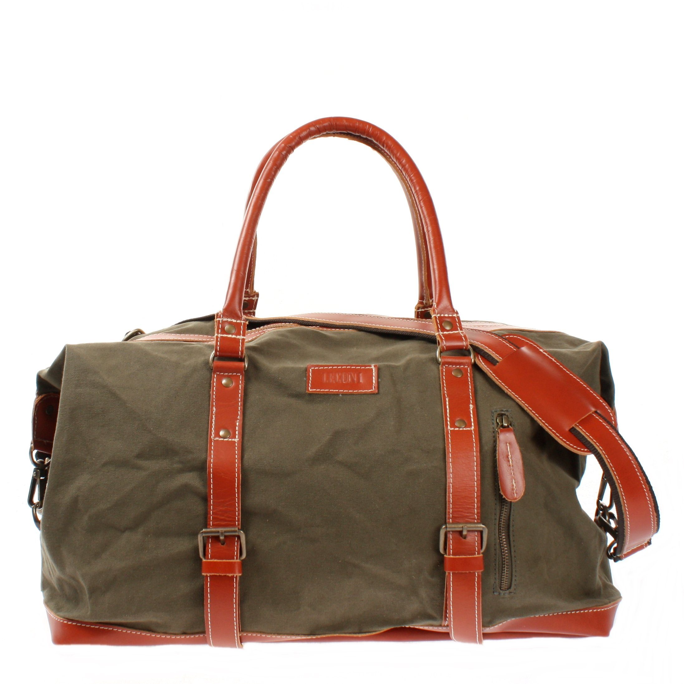 LECONI Weekender Reisetasche Damen & Herren Handgepäck Sporttasche Leder Canvas LE2010, für Reise & Sport - XL-Format - 62x38x25 cm