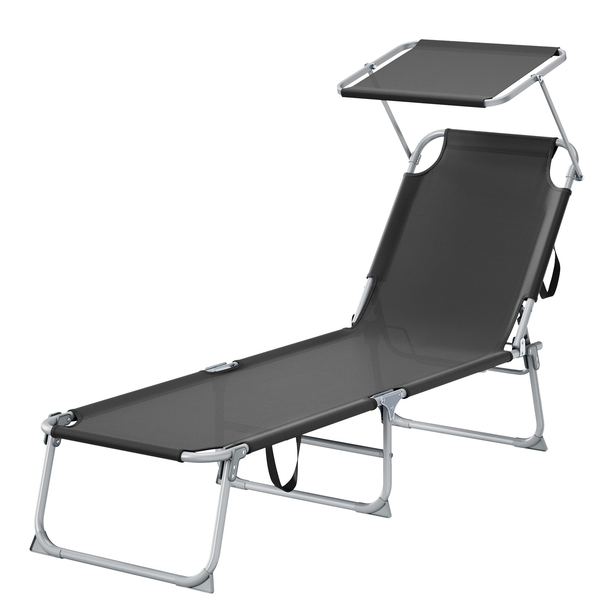 SONGMICS Gartenliege, Sonnenliege klappbar, belastbar bis 110 kg, verstellbare Sonnenblende