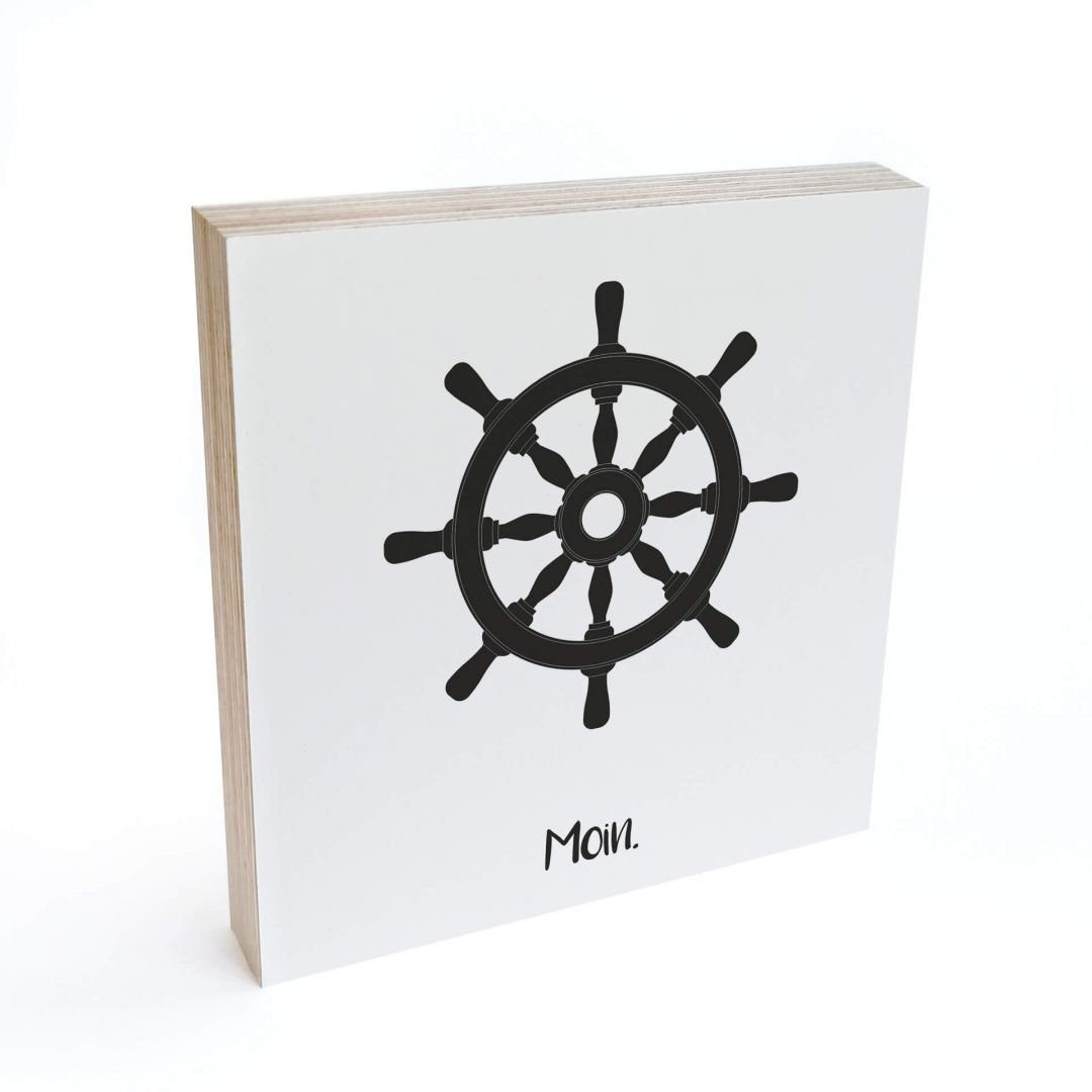K&L Wall Art Holzbild Tischdeko Moin Steuerrad Maritime Landhaus Deko Küche, Fensterbank Schild modern, Wohnzimmer Holzschilder zum Aufstellen, natürliche Boho Deko