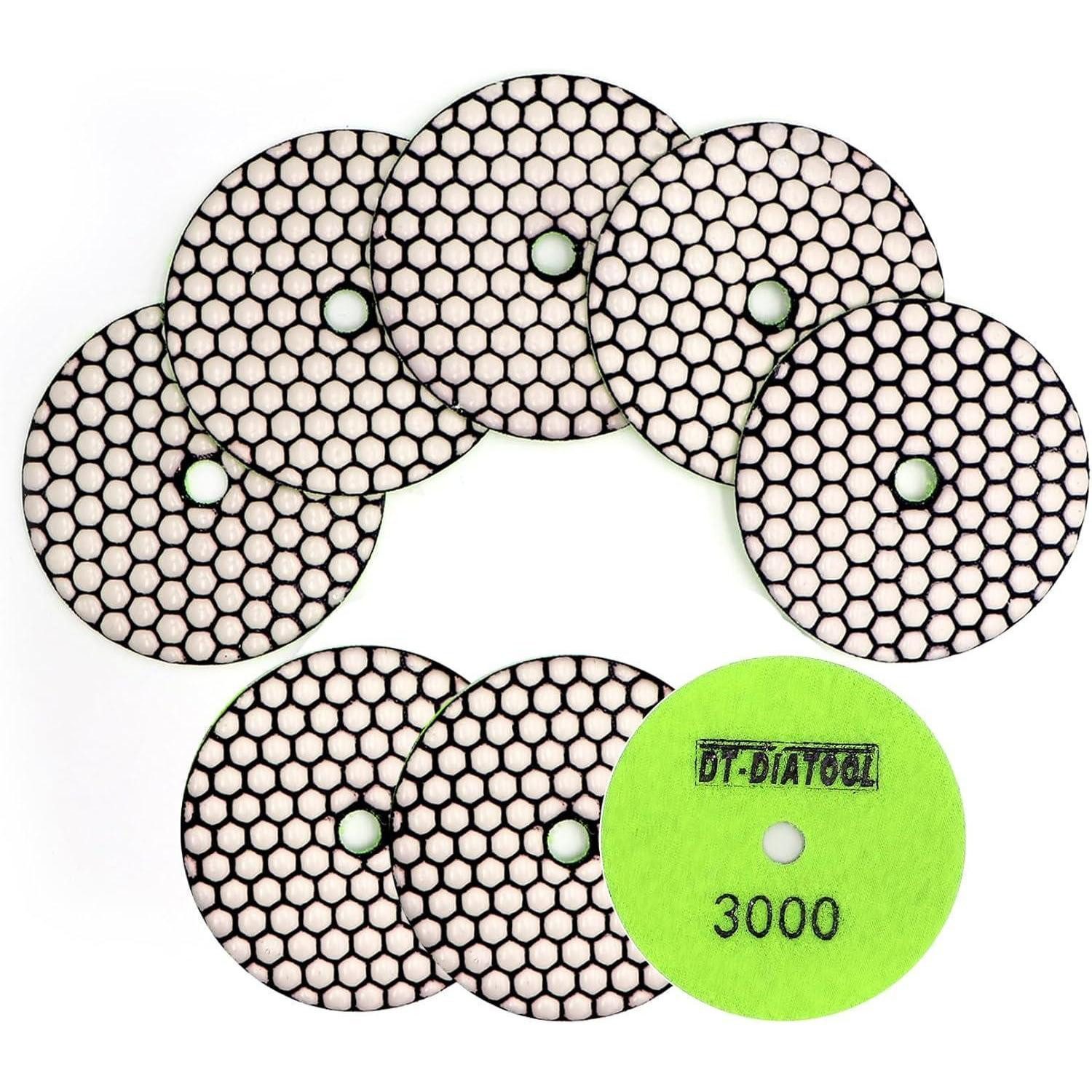 LuxusKollektion Polierpad Schleifpad Diamant 100mm 8 Stk 3000 Granit Marmor Keramik Körnung 3000