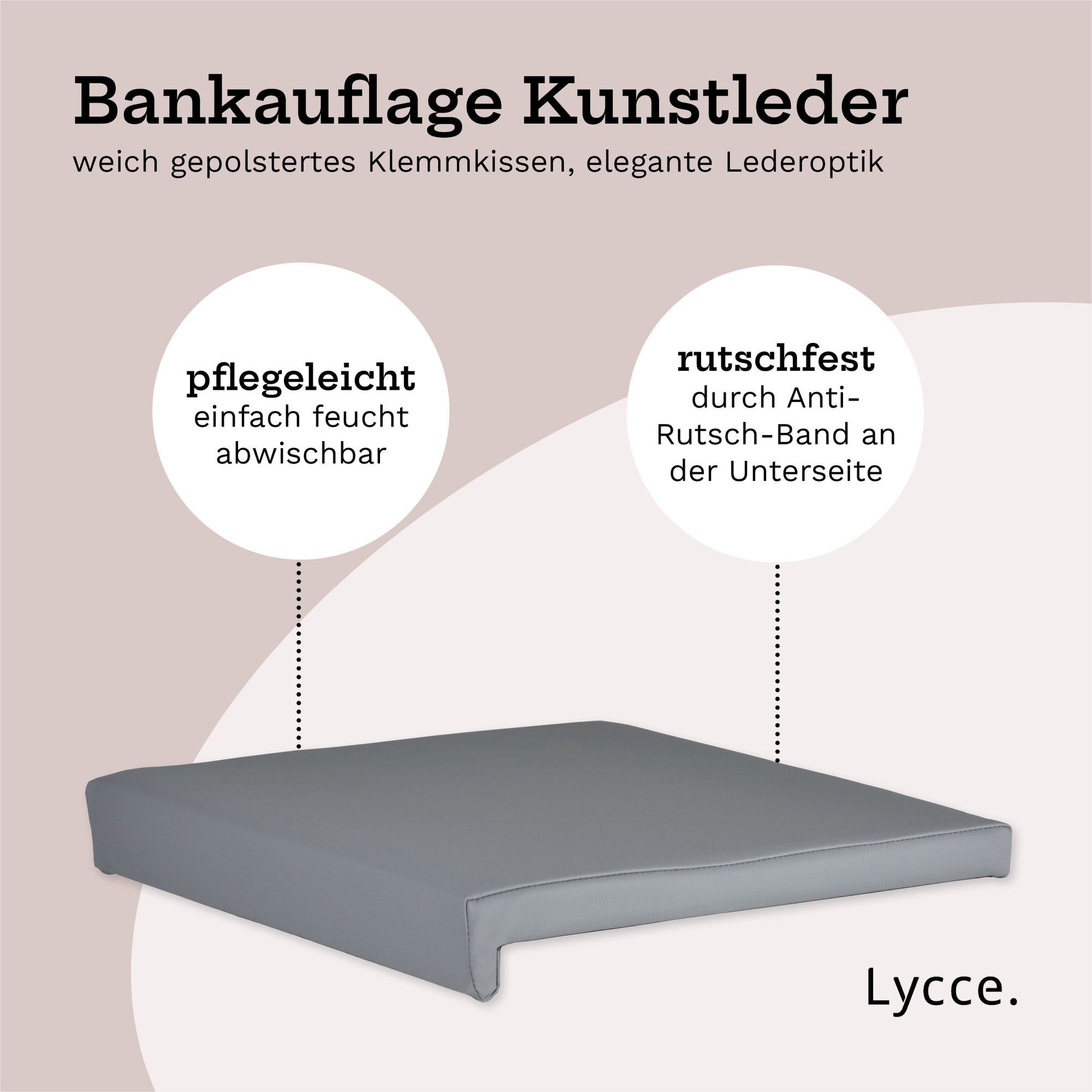 Lycce Bankauflage Klemmkissen, Sitzkissen 1 Leiste, 35cm Klemmtiefe, weich gepolstert, (1 St), verrutscht nicht, hochwertiger Kunstlederbezug, verschiedene Farb – Bild 3 von 5