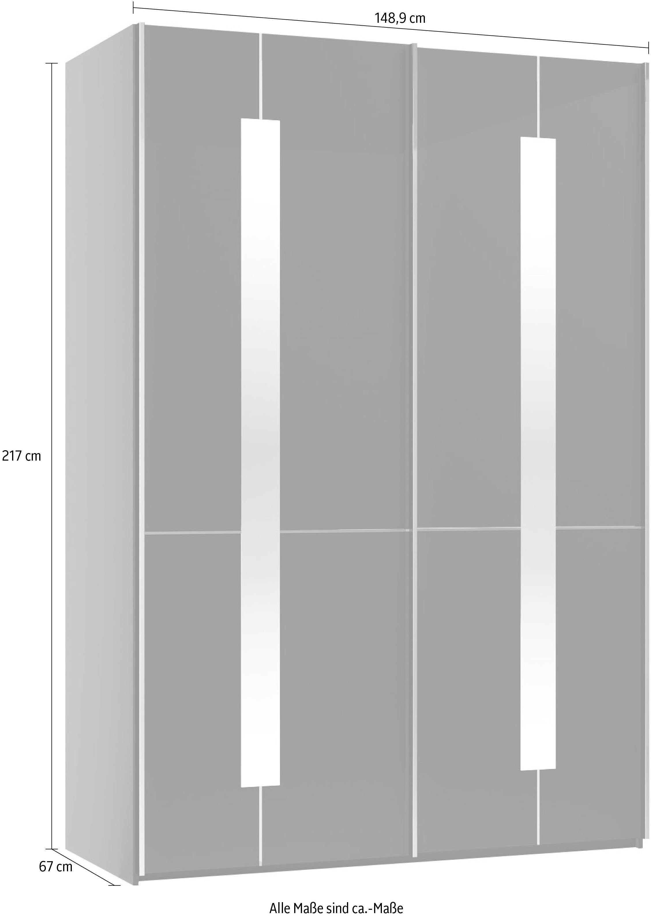 Einlegeböden mit GALLERY Zierspiegel M Musterring Glastüren branded und Graphit inkl. Schwebetürenschrank Imola Kleiderstangen, inkl. by W