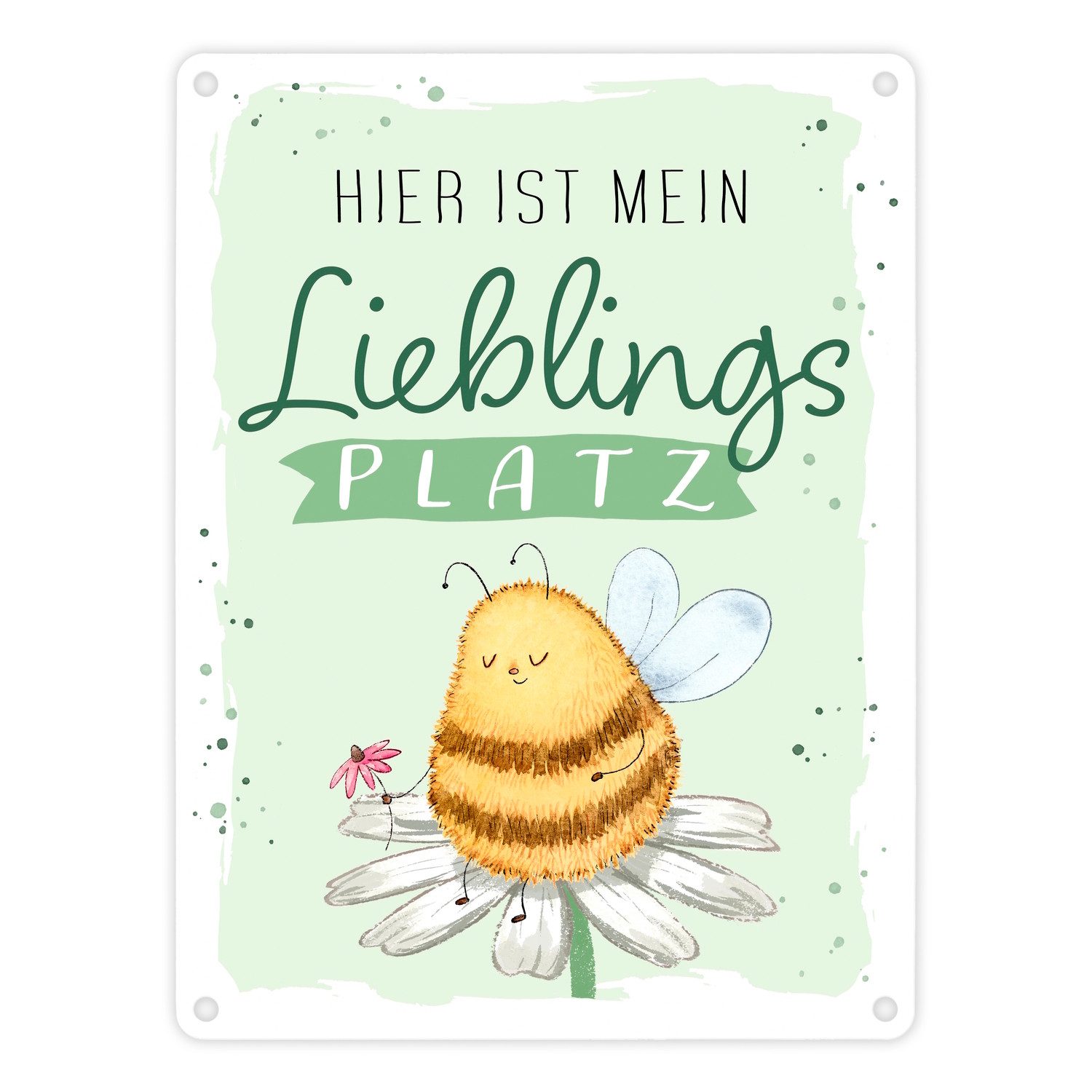 Metallschild Pummel Biene Metallschild in 15x20 cm mit Spruch Hier ist mein