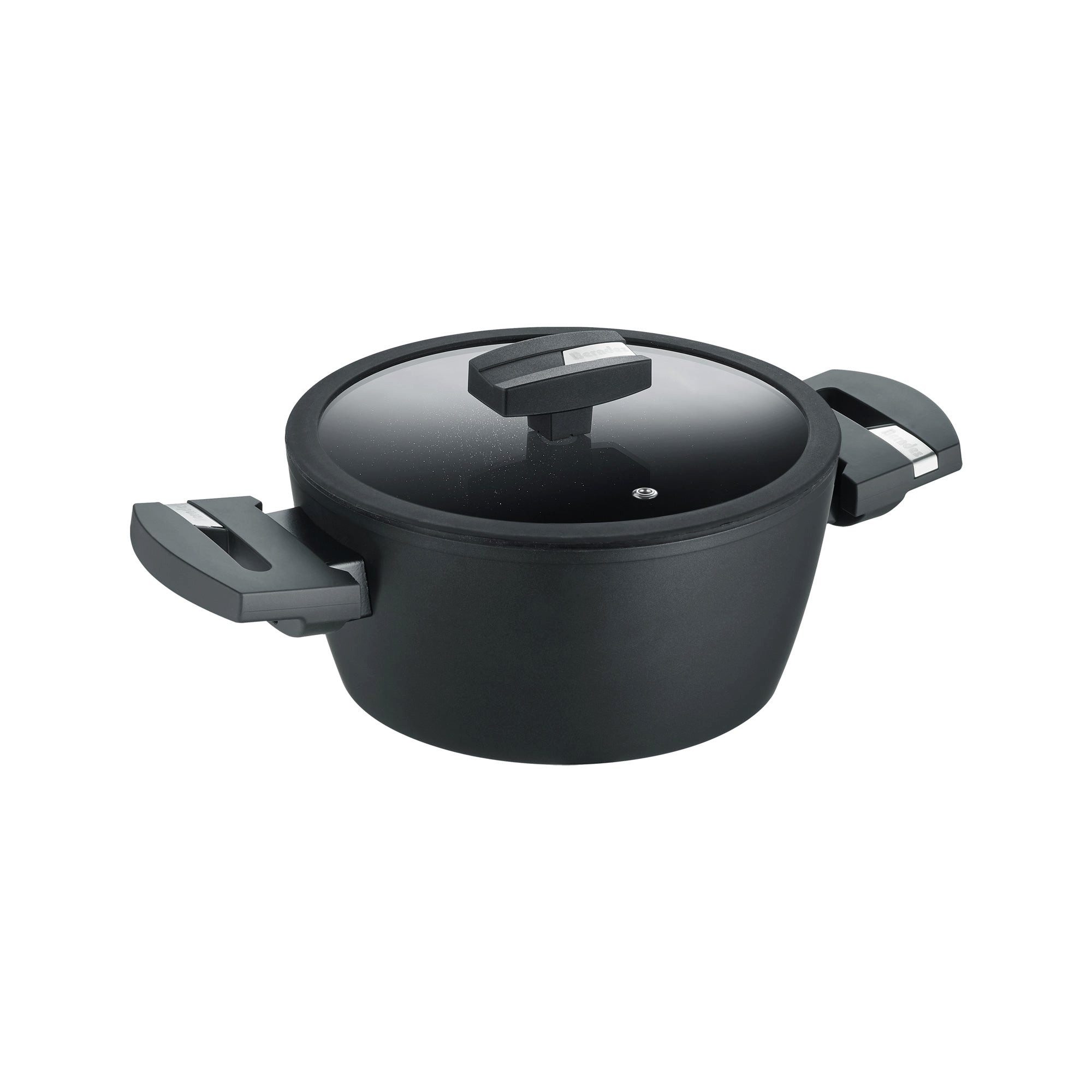 Berndes Kochtopf mit Glasdeckel aus Aluminium, schwarz - Balance® Induction Enduro, Aluminium, schlaggeschmiedet