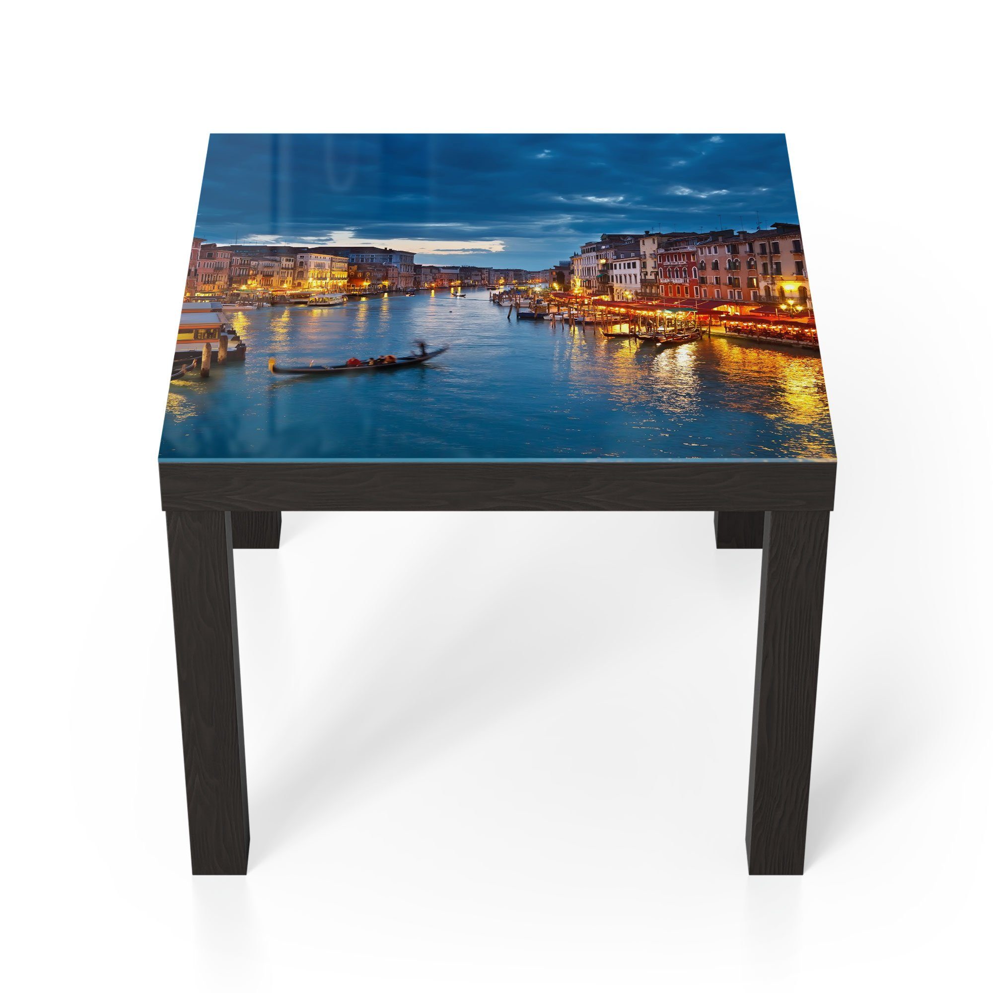 DEQORI Couchtisch 'Venedigs Canal Grande', Glas Beistelltisch Glastisch modern Schwarz