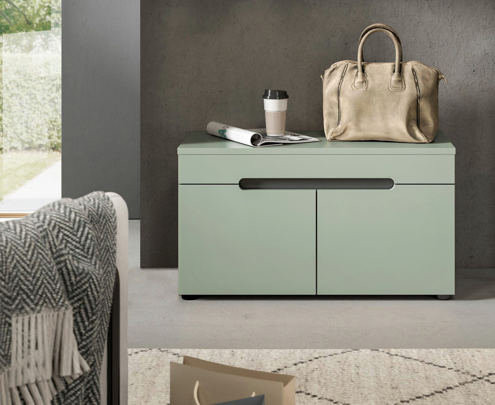 Home affaire Sitzbank REHAT, TOPSELLER!, Breite 80cm, 2 Türen, 2 Fächer (in verschiedenen Farben erhältlich), Garderobenbank, Flurbank, Dielenbank, Bank mit Stauraum, Bank