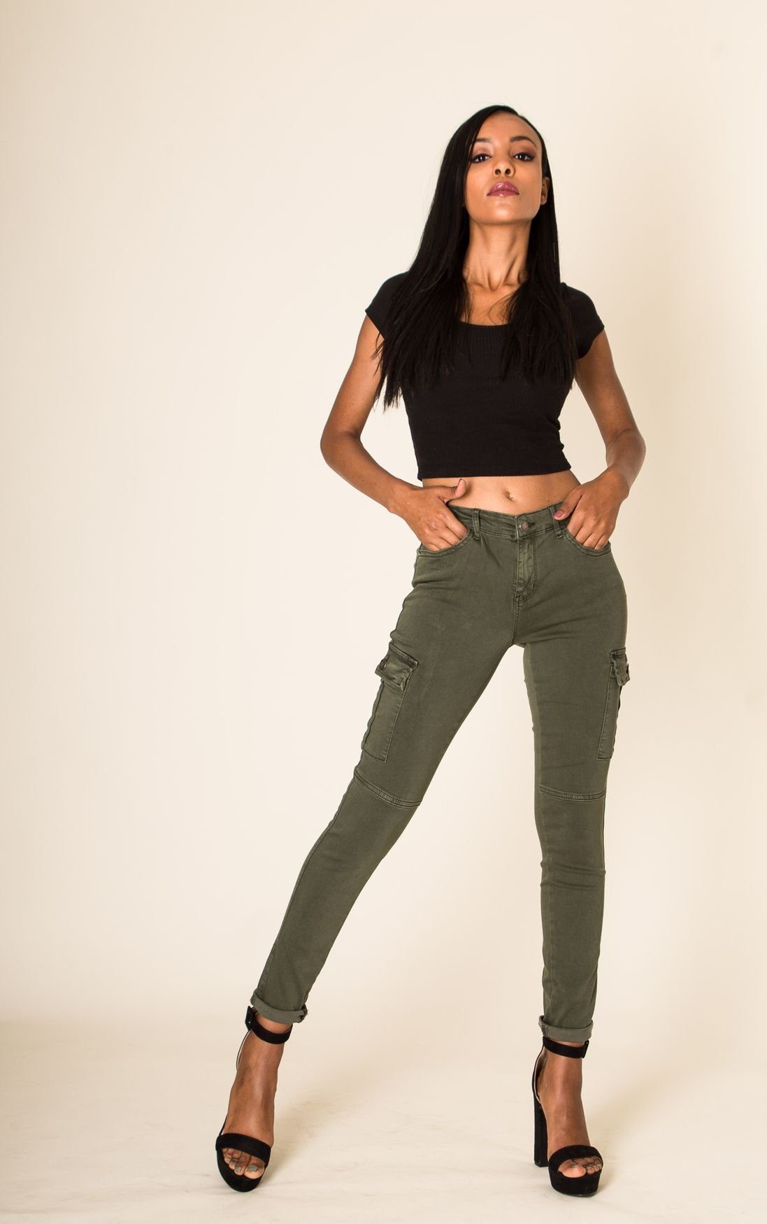 Nina Carter Stoffhose Denim Cargo Pants günstig online kaufen