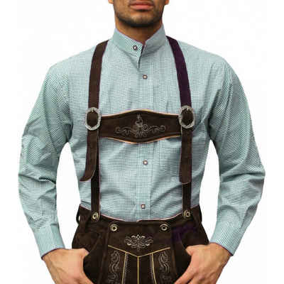 German Wear Trachtenhemd GW1205-SK Trachtenhemd mit Stehkragen für Trachtenlederhosen kariert