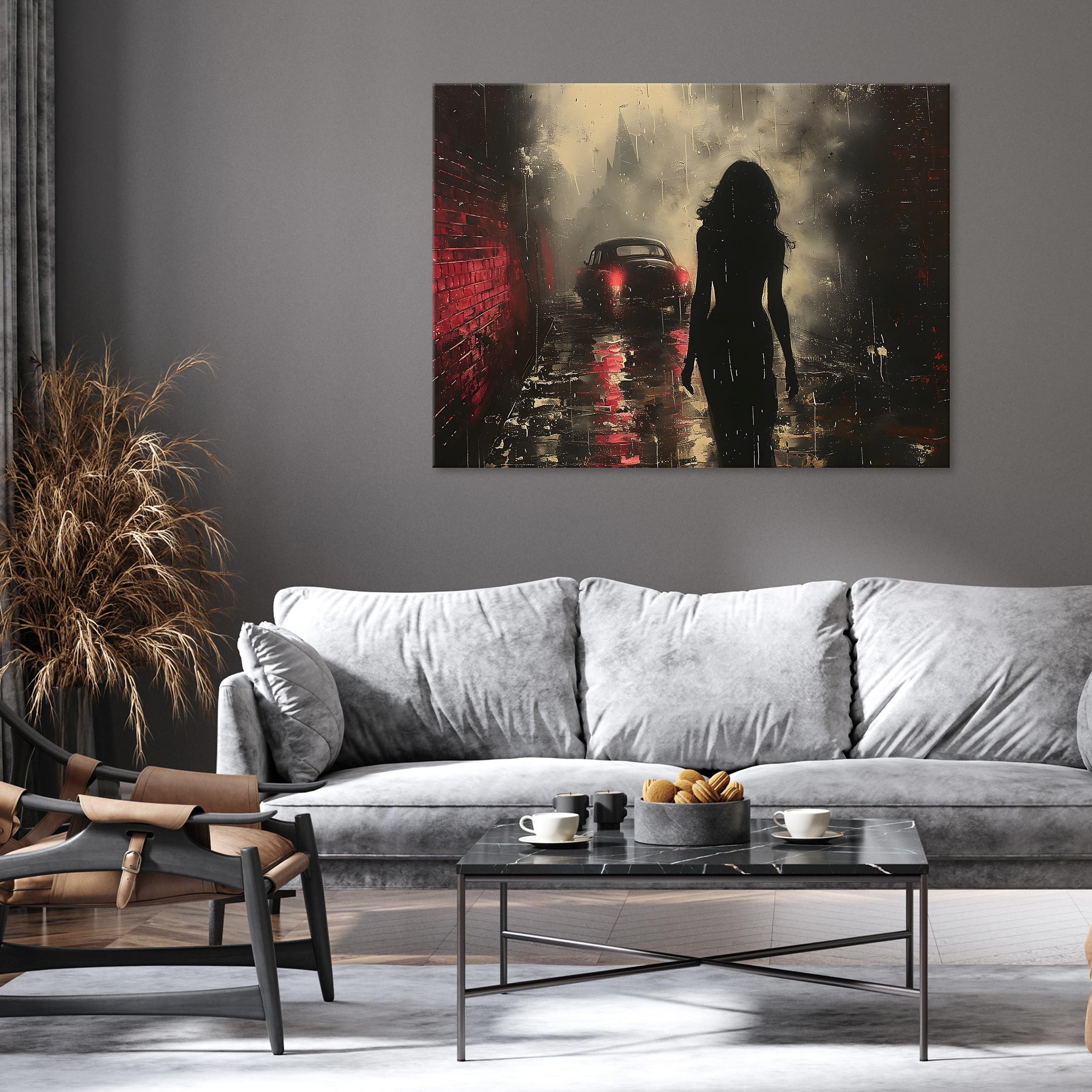 Wallarena Leinwandbild Frau Auto Schwarz Modern Wand Deko XXL Bilder Wandbi günstig online kaufen